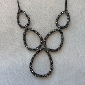 Lia Sophia Black ice hematite cut crystal accent multi chain necklace